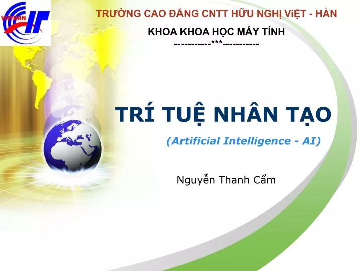 PPT - TRÍ TUỆ NHÂN TẠO PowerPoint Presentation, Free Download - ID:6940796