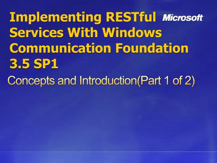 implementing restful services with windows communication foundation 3 5 sp1