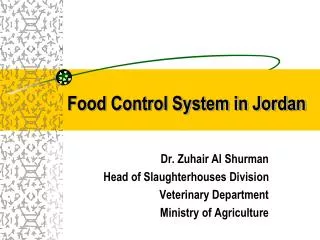 Food Control System in Jordan