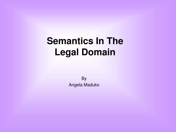 semantics in the legal domain