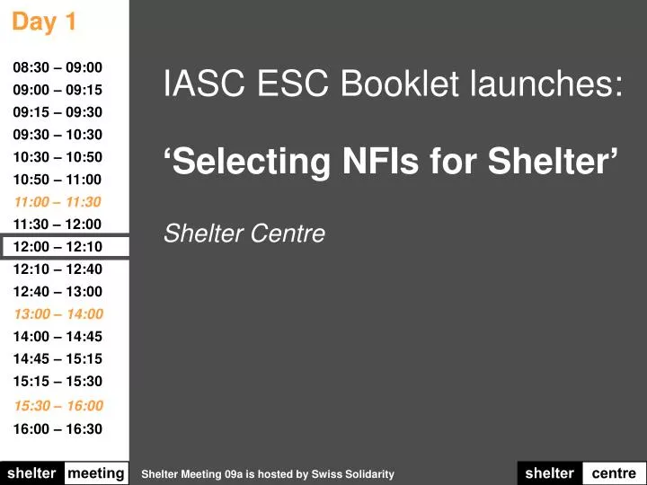 iasc esc booklet launches selecting nfis for shelter shelter centre