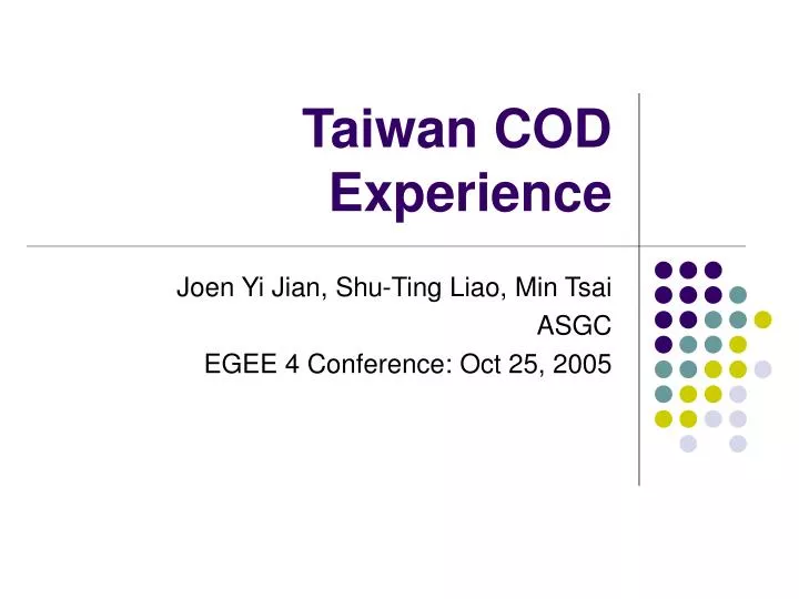 taiwan cod experience