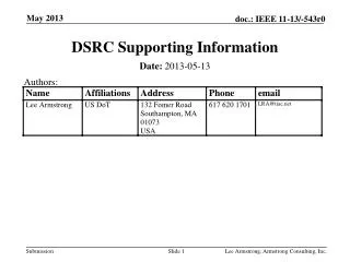 DSRC Supporting Information