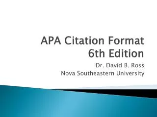 APA Citation Format 6th Edition