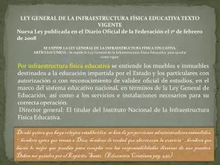 LEY GENERAL DE LA INFRAESTRUCTURA FÍSICA EDUCATIVA TEXTO VIGENTE