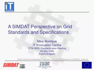 A SIMDAT Perspective on Grid Standards and Specifications