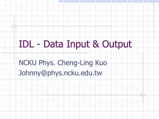 IDL - Data Input &amp; Output