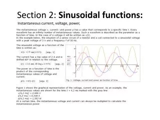 Section 2: Sinusoidal functions: