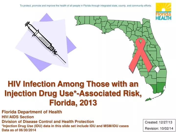 hiv infection among those with an injection drug use associated risk florida 2013