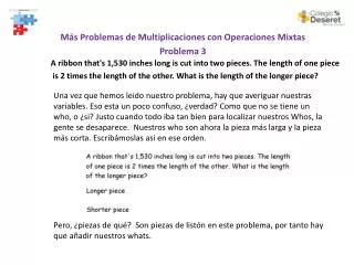 M ás Problemas de Multiplicaciones con Operaciones Mixtas Problema 3