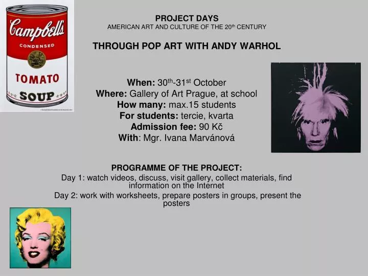 project days american art and culture of the 20 th century through pop art with andy warhol