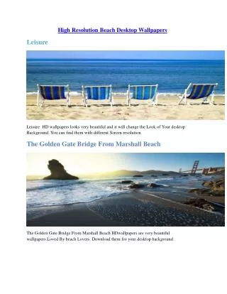 High Resolution Beach Desktop Wallpapers