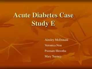 Acute Diabetes Case Study E