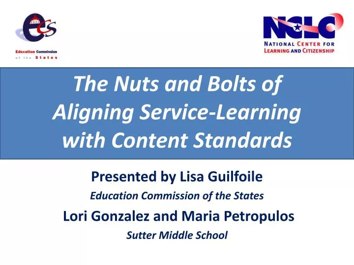 the nuts and bolts of aligning service learning with content standards