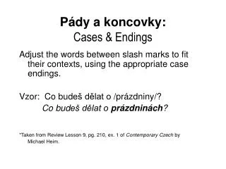 p dy a koncovky cases endings