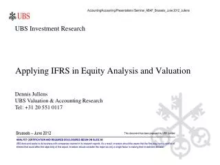 Applying IFRS in Equity Analysis and Valuation