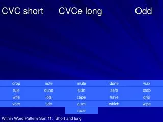 cvc short cvce long odd
