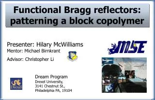 Functional Bragg reflectors: patterning a block copolymer