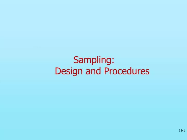 sampling design and procedures