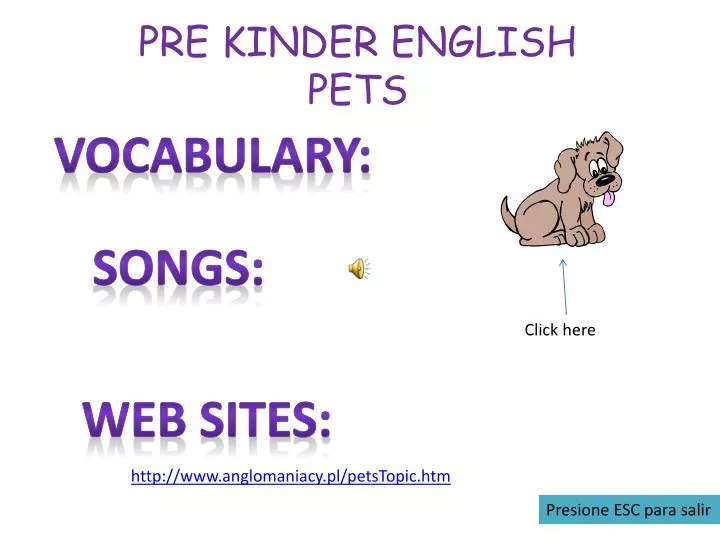 pre kinder english pets