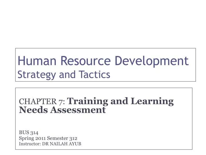 human resource development strategy and tactics