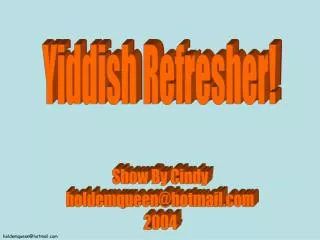 Yiddish Refresher!
