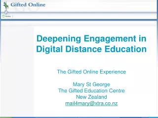 Deepening Engagement in Digital Distance Education