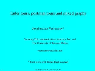 Euler tours, postman tours and mixed graphs