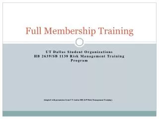 Full Membership Training