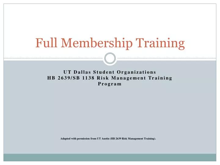 full membership training