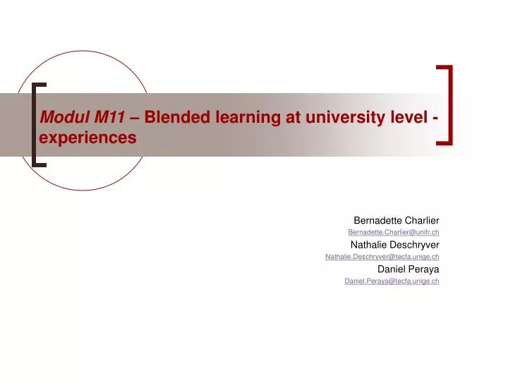 modul m11 blended learning at university level experiences