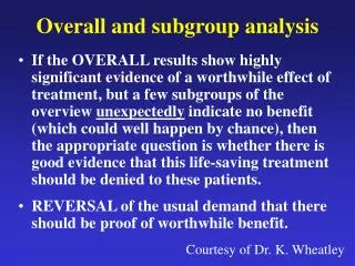 Overall and subgroup analysis