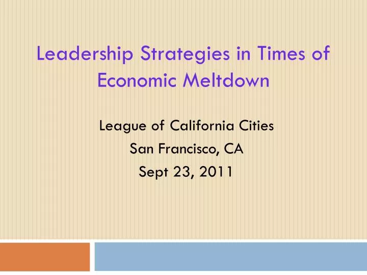 leadership strategies in times of economic meltdown