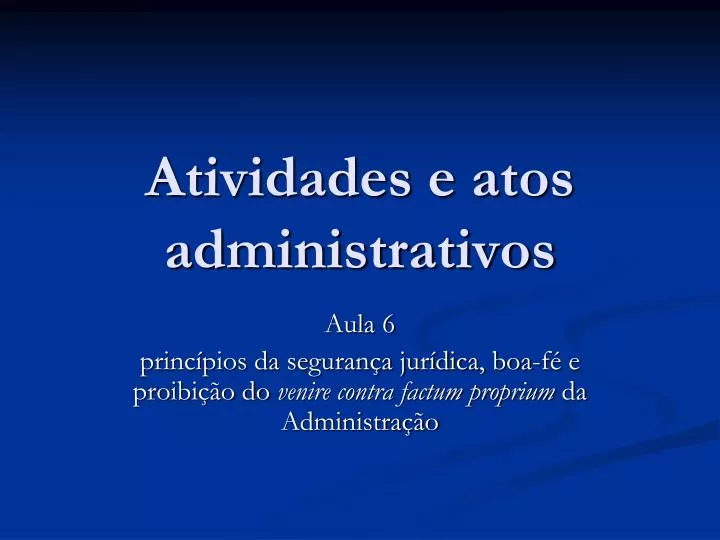 atividades e atos administrativos