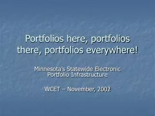 Portfolios here, portfolios there, portfolios everywhere!