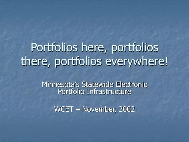 portfolios here portfolios there portfolios everywhere