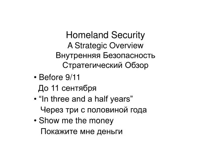homeland security a strategic overview