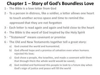 Chapter 1 – Story of God’s Boundless Love