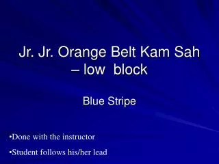 Jr. Jr. Orange Belt Kam Sah – low block