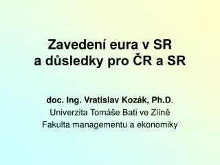Zavedení eura v SR a důsledky pro ČR a SR