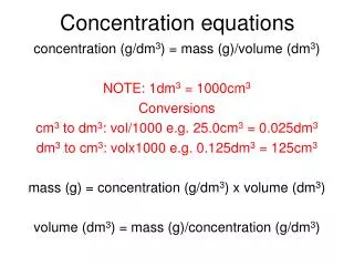 Concentration equations