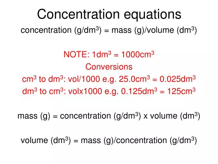 concentration equations
