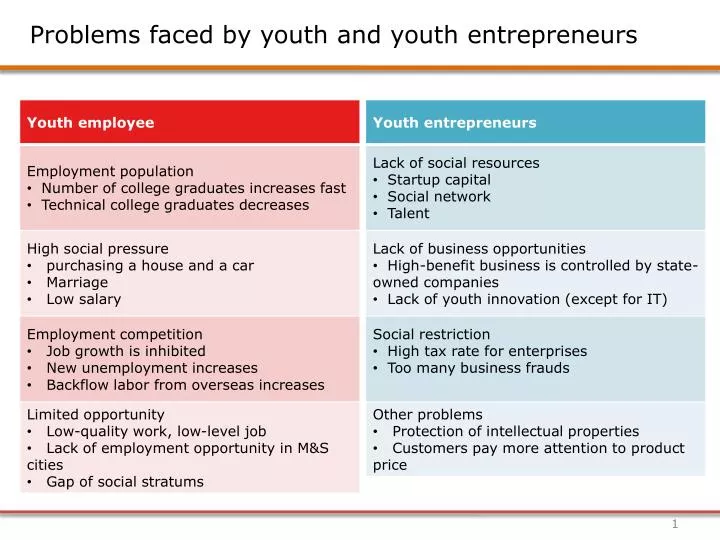 problems faced by youth and youth entrepreneurs