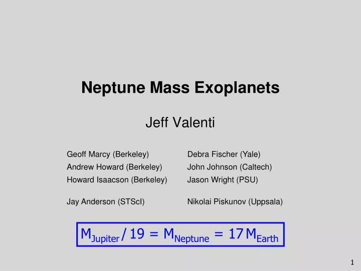 neptune mass exoplanets jeff valenti