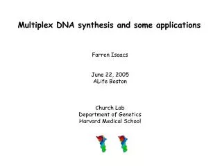 Multiplex DNA synthesis and some applications