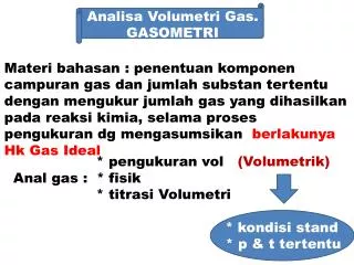 Analisa Volumetri Gas. GASOMETRI