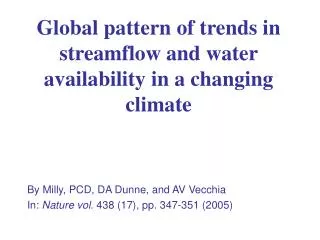 Global pattern of trends in streamflow and water availability in a changing climate