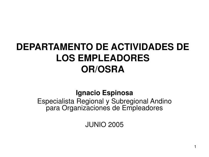 departamento de actividades de los empleadores or osra