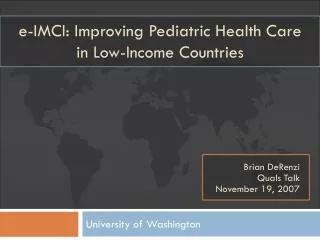 e-IMCI: Improving Pediatric Health Care in Low-Income Countries
