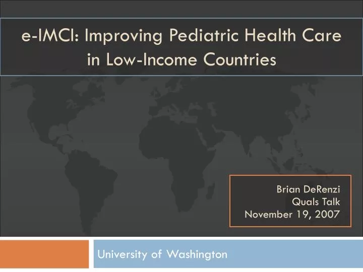 e imci improving pediatric health care in low income countries